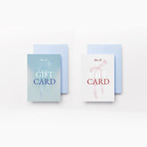 Close-up top view of Two gift cards on a white background